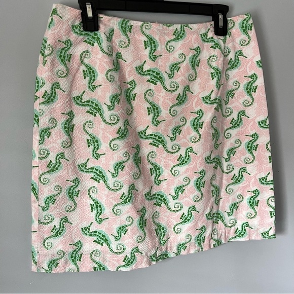 Vineyard Vines Textured Seersucker 100% Cotton Pale Pink Seahorse Mini Skirt 6 - Picture 4 of 15